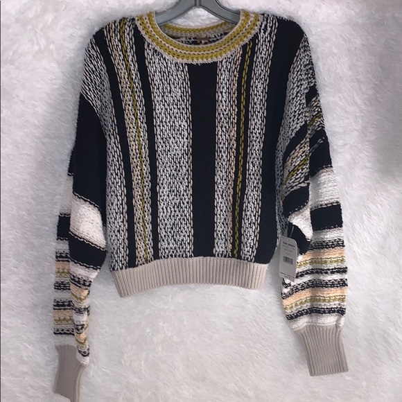 NWT Free People Sweater size XL Yellow black and white - Picture 1 of 3